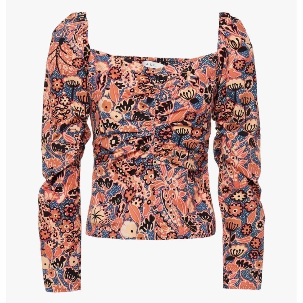 A.L.C. Chandler Floral Spring or Summer Poplin Top Size 4 Blouse